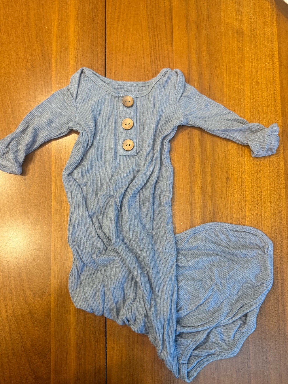 Caden Lane Soft Light Blue Knit Baby Romper